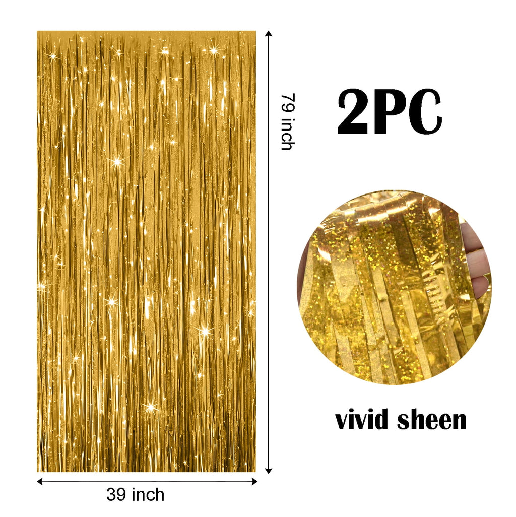 Sm:)e 2-Pack Light Bright Silver Foil Fringe Curtains for Events - Birthday, Wedding, Graduation, Christmas, Baby Shower, various festivals Decor Photo Booth Fun!