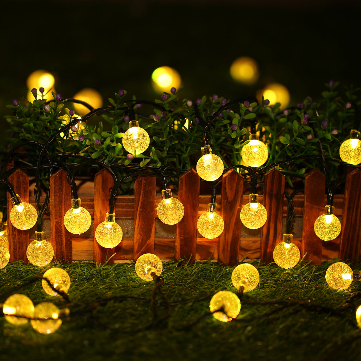 Toodour Solar String Lights Outdoor, 35.6ft 60 LED Waterproof Solar Powered Globe Patio Lights with 8 Modes for Garden Home Gazebo Yard Decorations (Warm White)