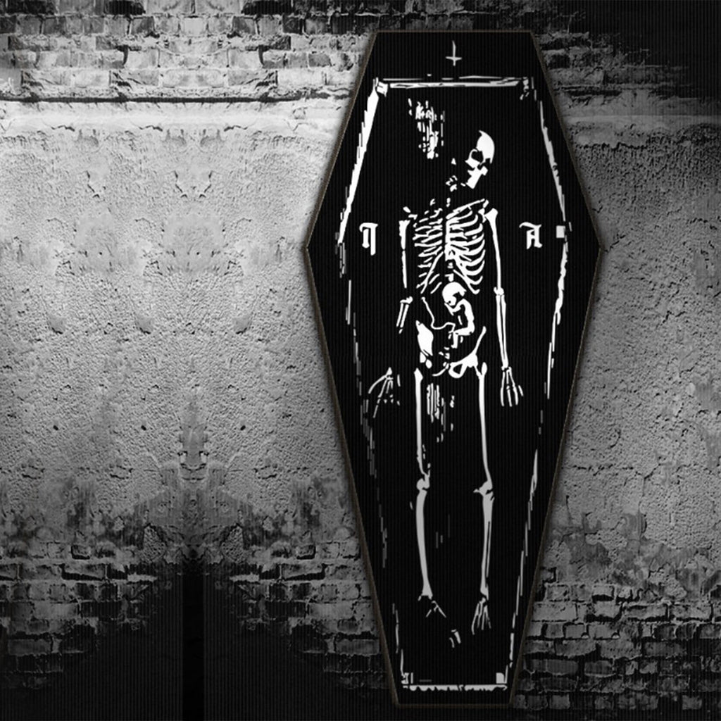 Harliver Halloween Carpet Gothic Coffin Shaped Skeleton Rug, Non Slip Washable Halloween Door Mat, for Bathroom Home Indoor Kitchen Bedroom Living Room Halloween Decorations, 15.7 x 47.2in