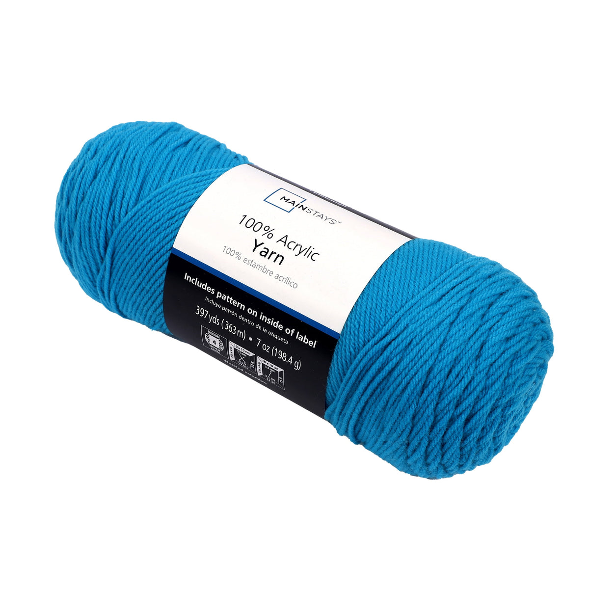 Mainstays Medium 4 Acrylic Yarn, White, 7 oz, 397 Yards