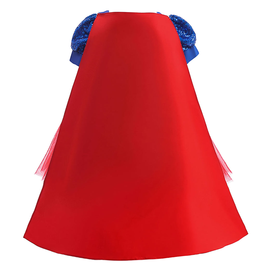 Girls Sequin Tutu Dress Glitter Superhero Knee-Length Party Gown with Detachable Bow Fantasy Outfit for Kids
