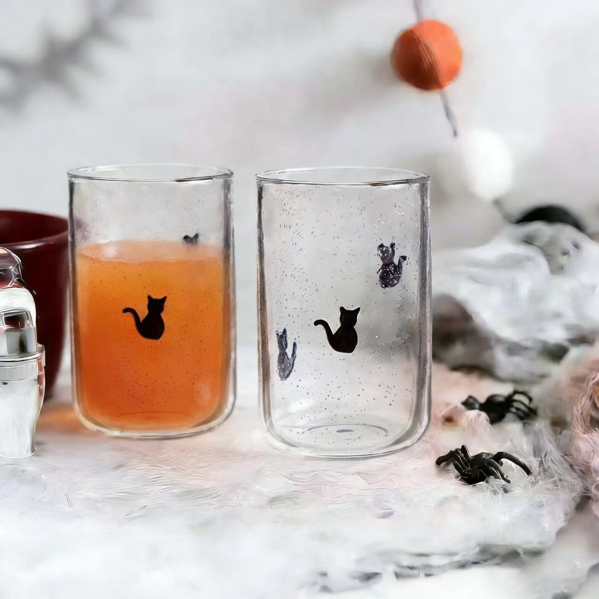 Way To Celebrate 2-Pack 16 oz Old Fashioned Glasses, Bubble Finish, Cat Halloween Design