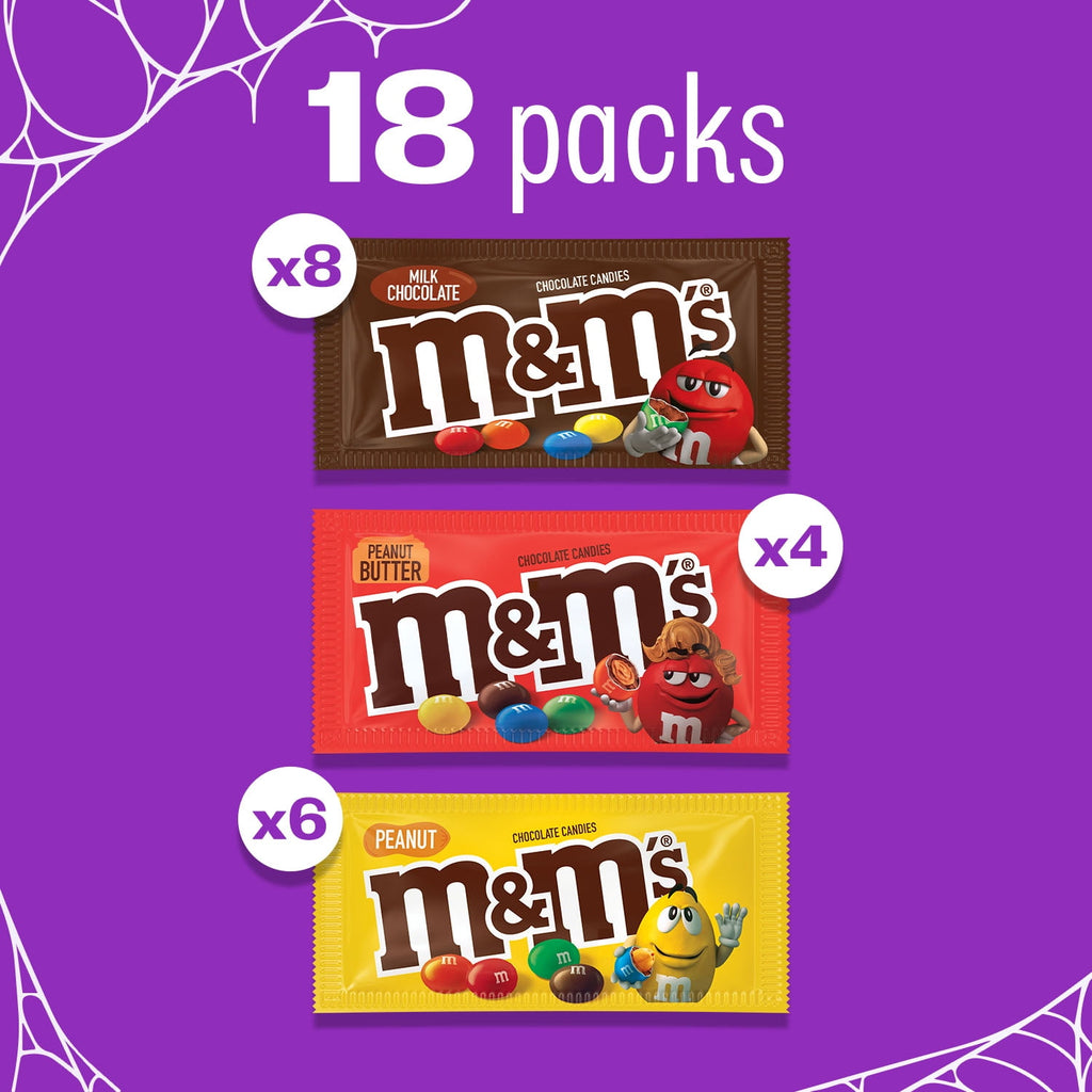 M&M's Full Size Halloween Chocolate Candy Bars, 30.58 oz, 18 Ct Box