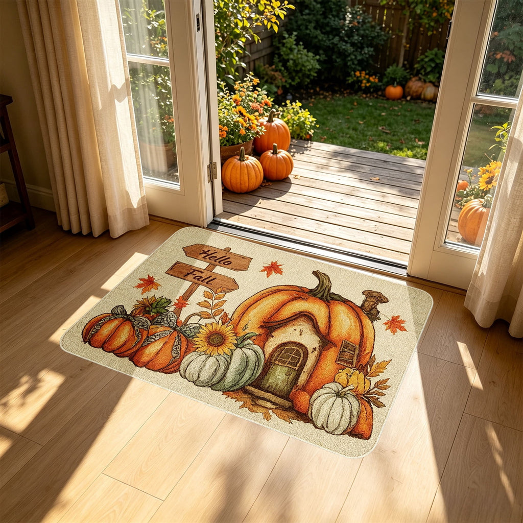 Autumn Door Mat for Entryway, 16x24 Inch, Fall-Themed Floor Doormat for Home Decor, Non-Slip Rug Mat for Living Room, Kitchen, Bedroom, Gifts for Fall Lovers (E)