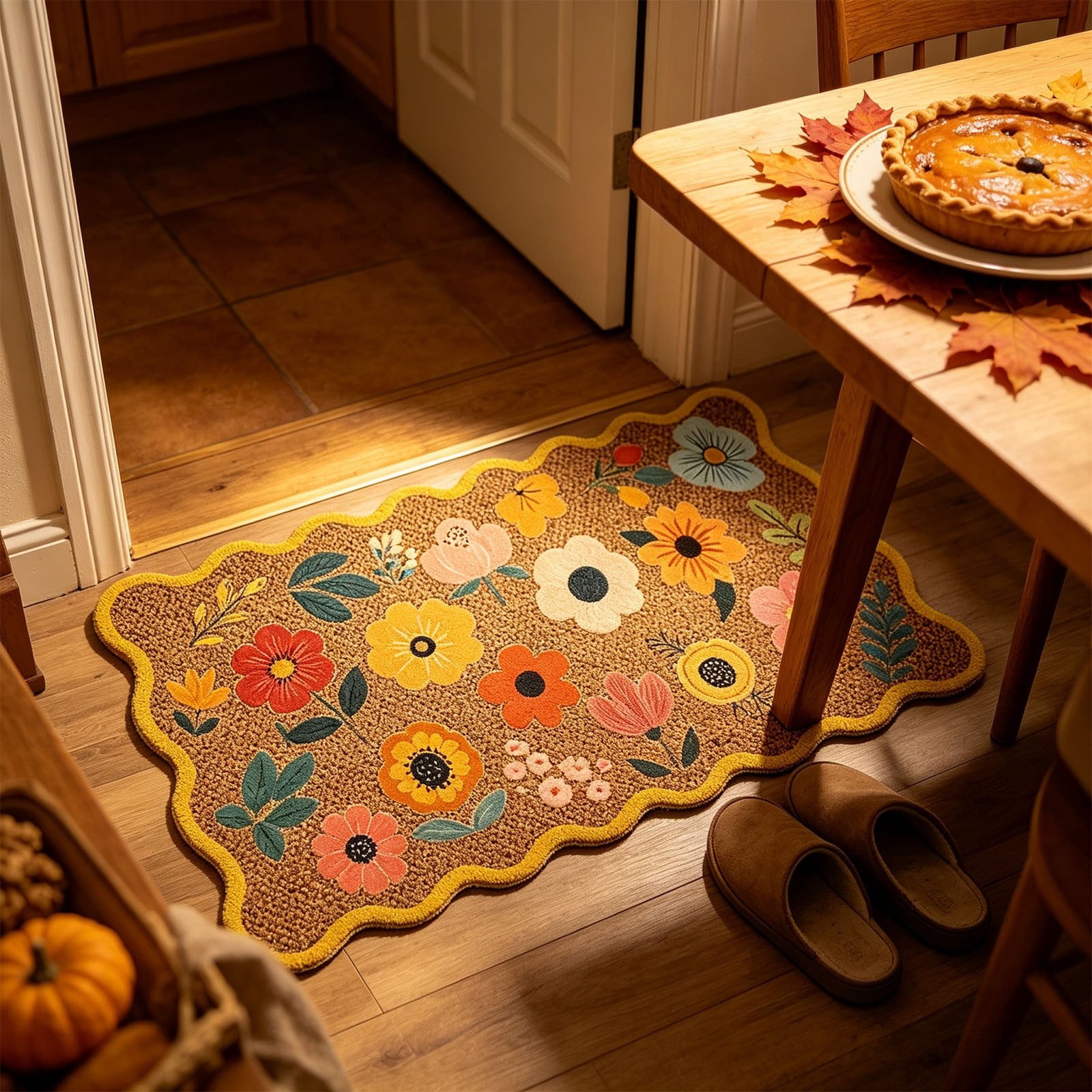 chaungfeng Welcome Fall Door Mat, Seasonal Pumpkin Decorative Doormat, Thick Non-Slip Rugs, for Indoor Outdoor Entrance Floor, Halloween Thanksgiving Decoration (23.6"X15.7")