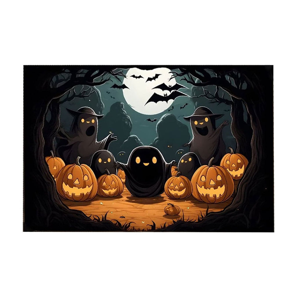 Xuniizn Halloween Mat, 16X24" Velvet Halloween Door Mat for Outside Entrance, Spooky Halloween Rug for Outdoor & Indoor, Non Slip Washable Halloween Doormat, Halloween Bathroom Decor
