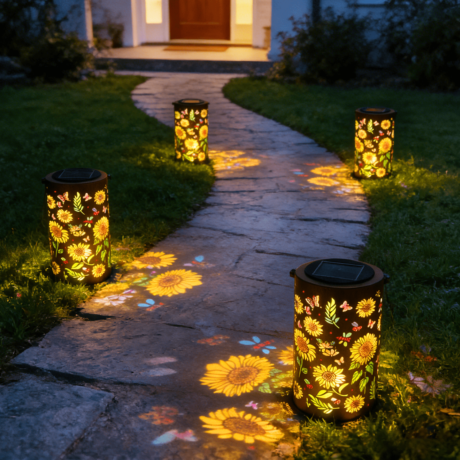 Colorful Solar Lanterns IP65 Outdoor Waterproof, Mother's Day Gifts for Women Mom Grandma - LED Colorful Sunflower Solar Lights Metal Hanging Lantern for Patio Yard Porch
