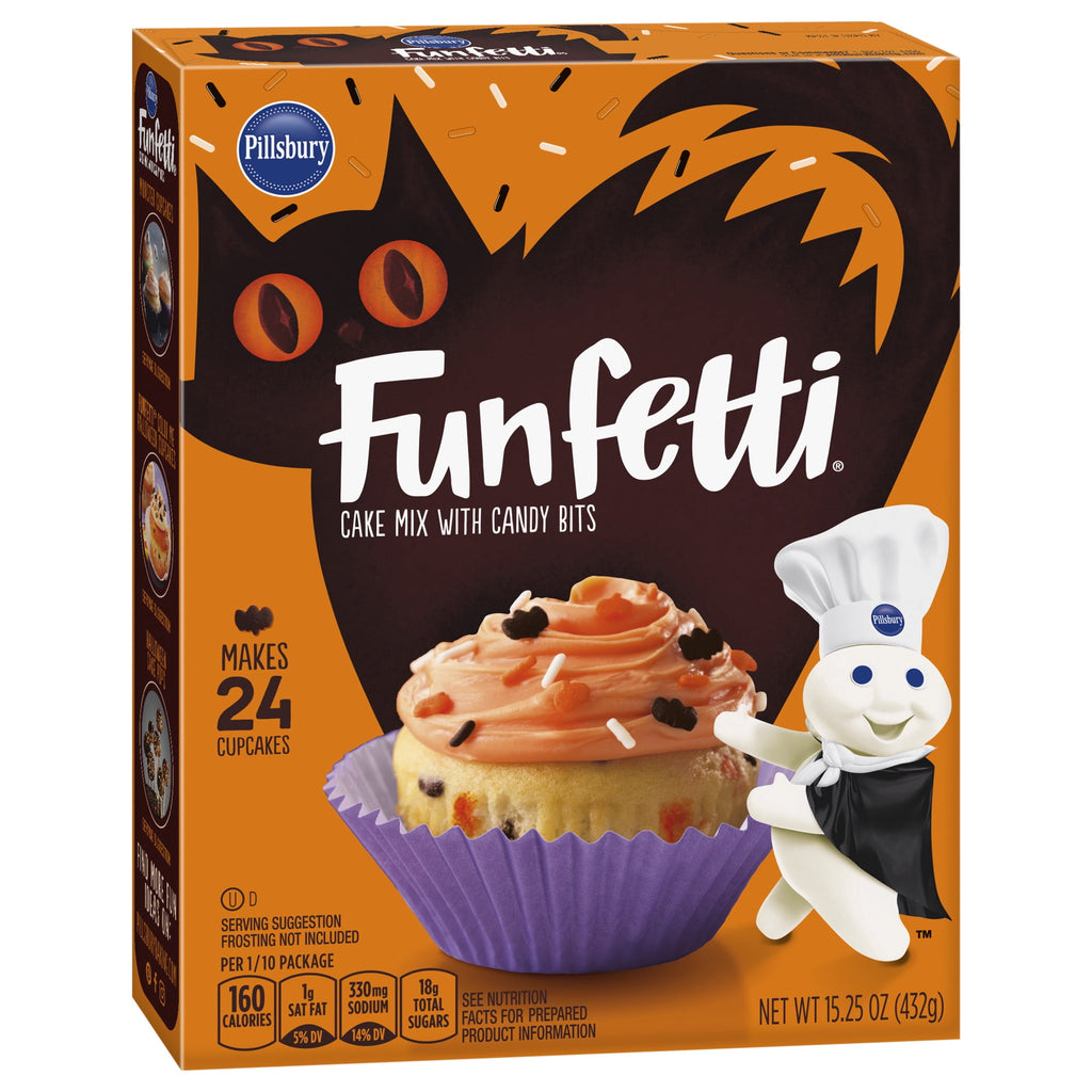 Pillsbury Funfetti Halloween Cake Mix with Candy Bits, 15.25 Oz Box