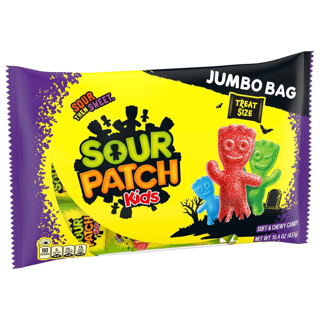 SOUR PATCH KIDS Soft & Chewy Gummy Halloween Candy, Jumbo Bag, 35 Trick or Treat Bags