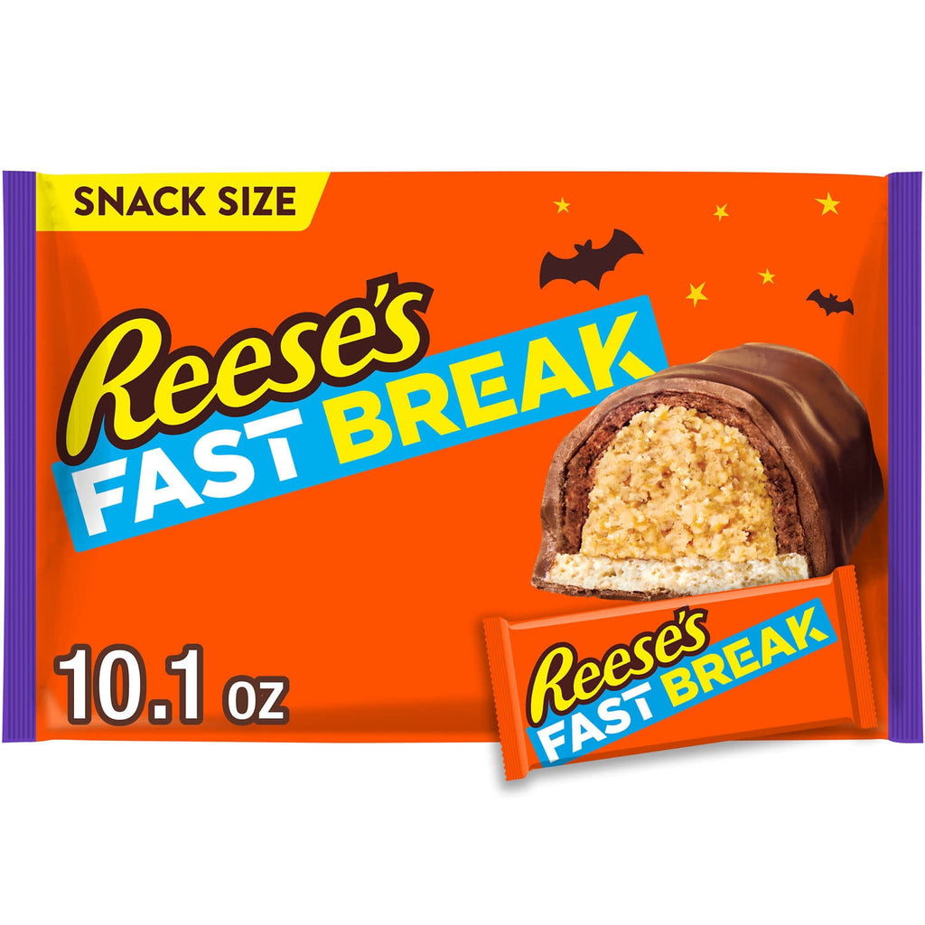 Reese's Fast Break Chocolate, Peanut Butter and Nougat Snack Size, Halloween Candy Bag, 10.1 oz