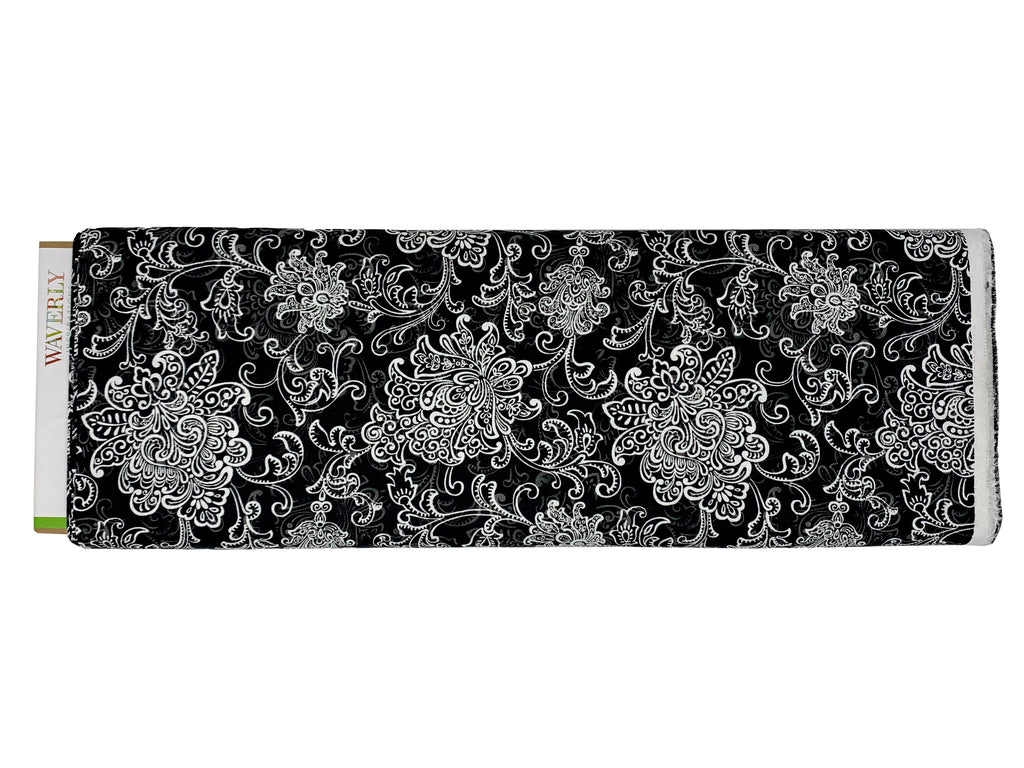 Waverly Inspirations 45\" 100% Cotton Duck Petal Print Black Sunshine Color Sewing Fabric by the Yard