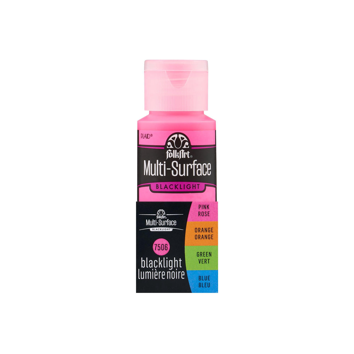FolkArt Neon Blacklight Multi-Surface Acrylic Craft Paint Set, Satin Finish, 8 fl oz, 4 Piece