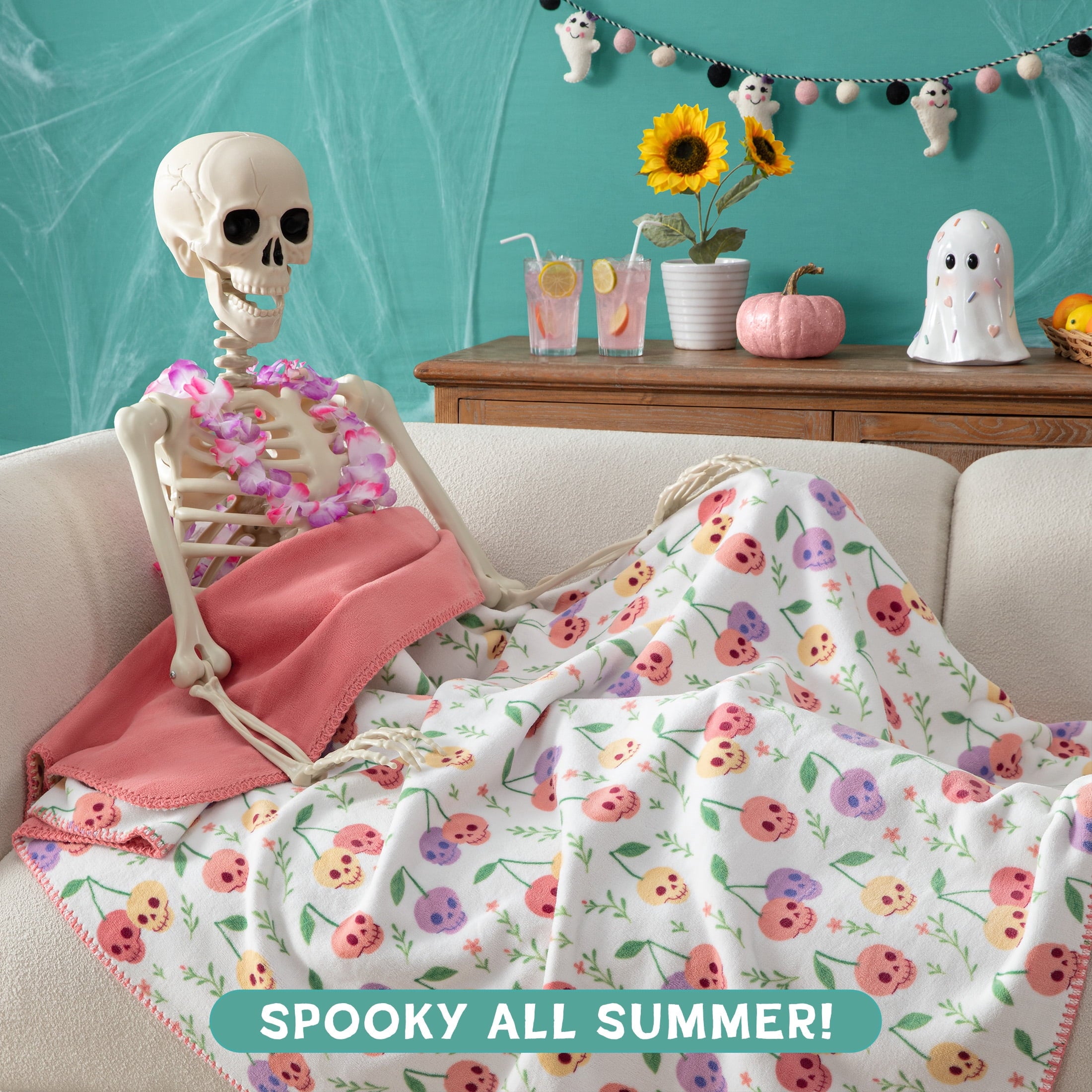 Boo-tique Soft Throw Blanket, Plush Fleece Blanket, Halloween Mermaids, Black, 50" x 72"