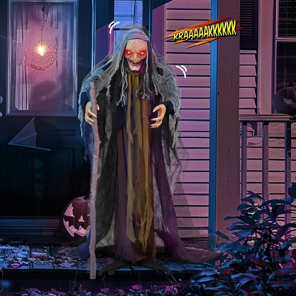 Yescom 9ft Flying Witch with Vulture & Owl Skeleton Halloween Outdoor Décor 2026