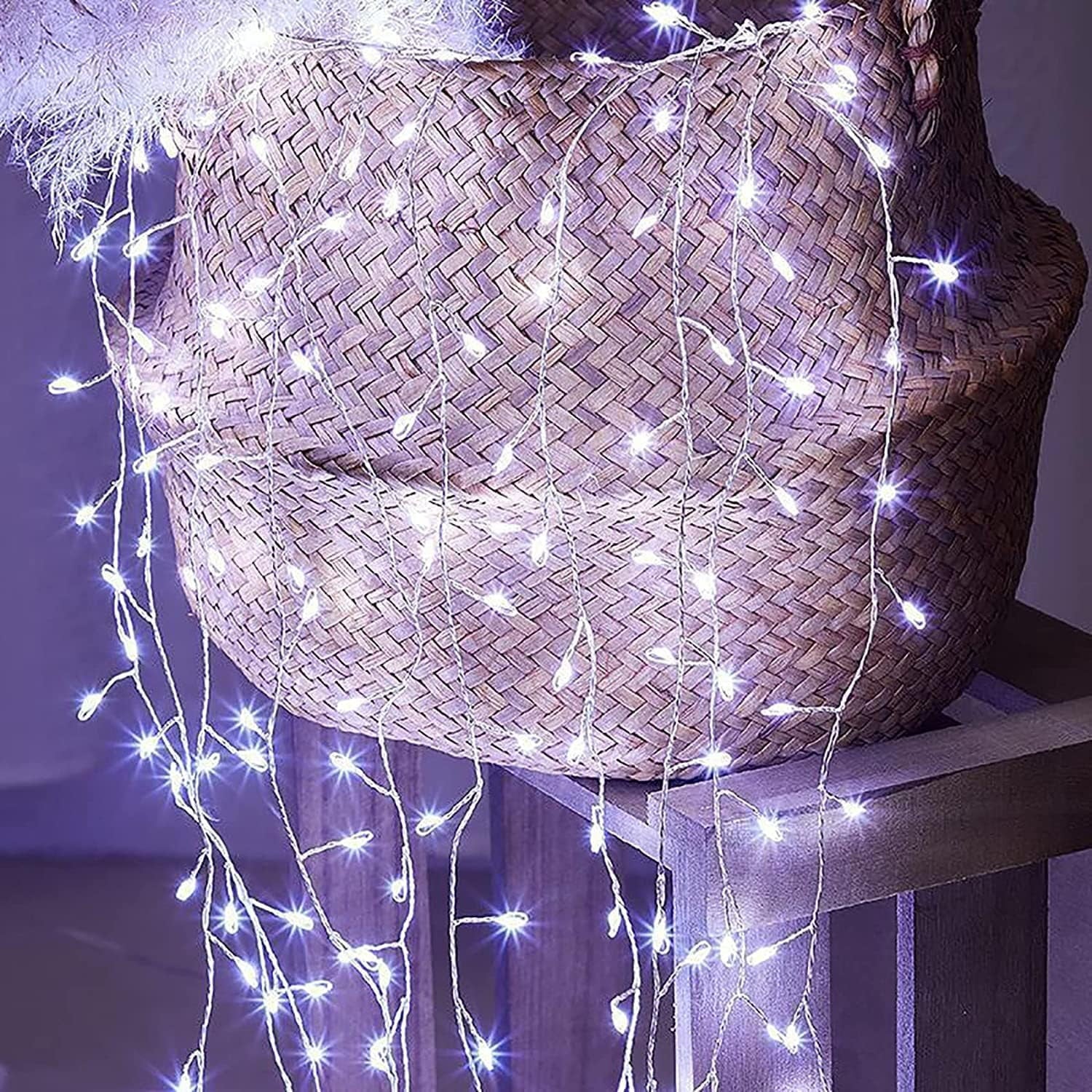 Mini Firecrackers String Light 19.68Ft 200 LED USB Operated 8 Modes Cluster Chain Fairy String Lights with Remote Control Firefly Lights for Xmas Party Home Garden Decoration
