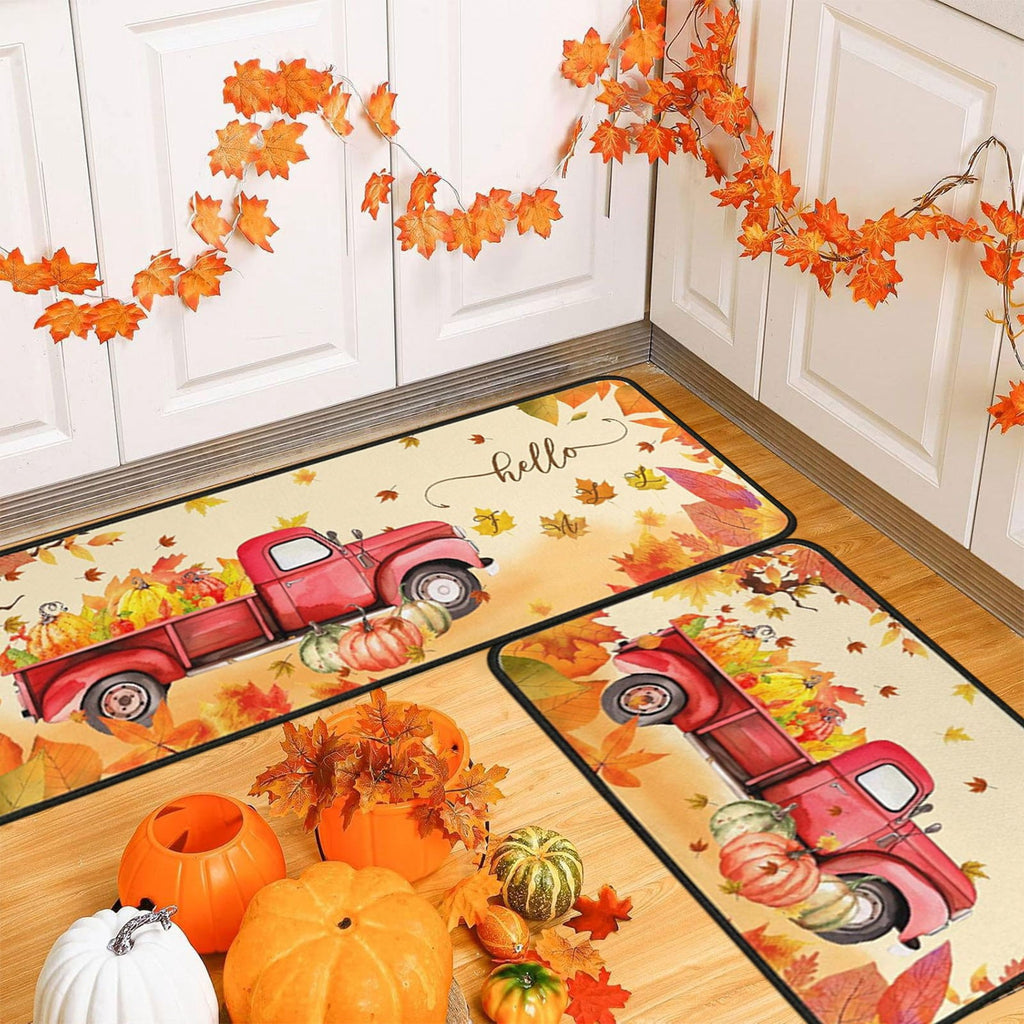 Stijggn Halloween Kitchen Mats for Floor Halloween Rugs Halloween Thanksgiving Decorations Doormat, Welcome Mats for Front Door,Spooky Outdoor Mats for Home Decor Holiday Decorative