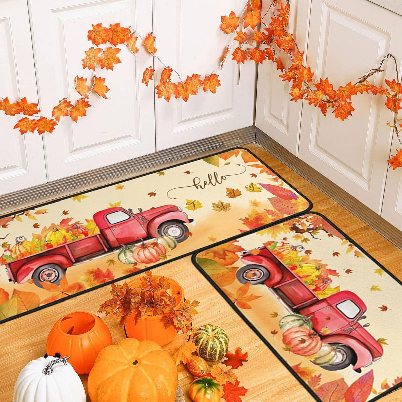 Stijggn Halloween Kitchen Mats for Floor Halloween Rugs Halloween Thanksgiving Decorations Doormat, Welcome Mats for Front Door,Spooky Outdoor Mats for Home Decor Holiday Decorative