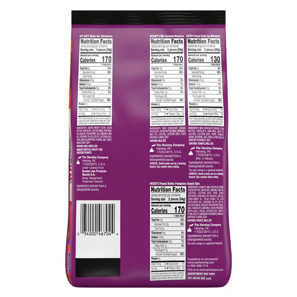 Hershey Assorted Halloween Candy Variety Bag, 20.31 oz (60 Pieces)