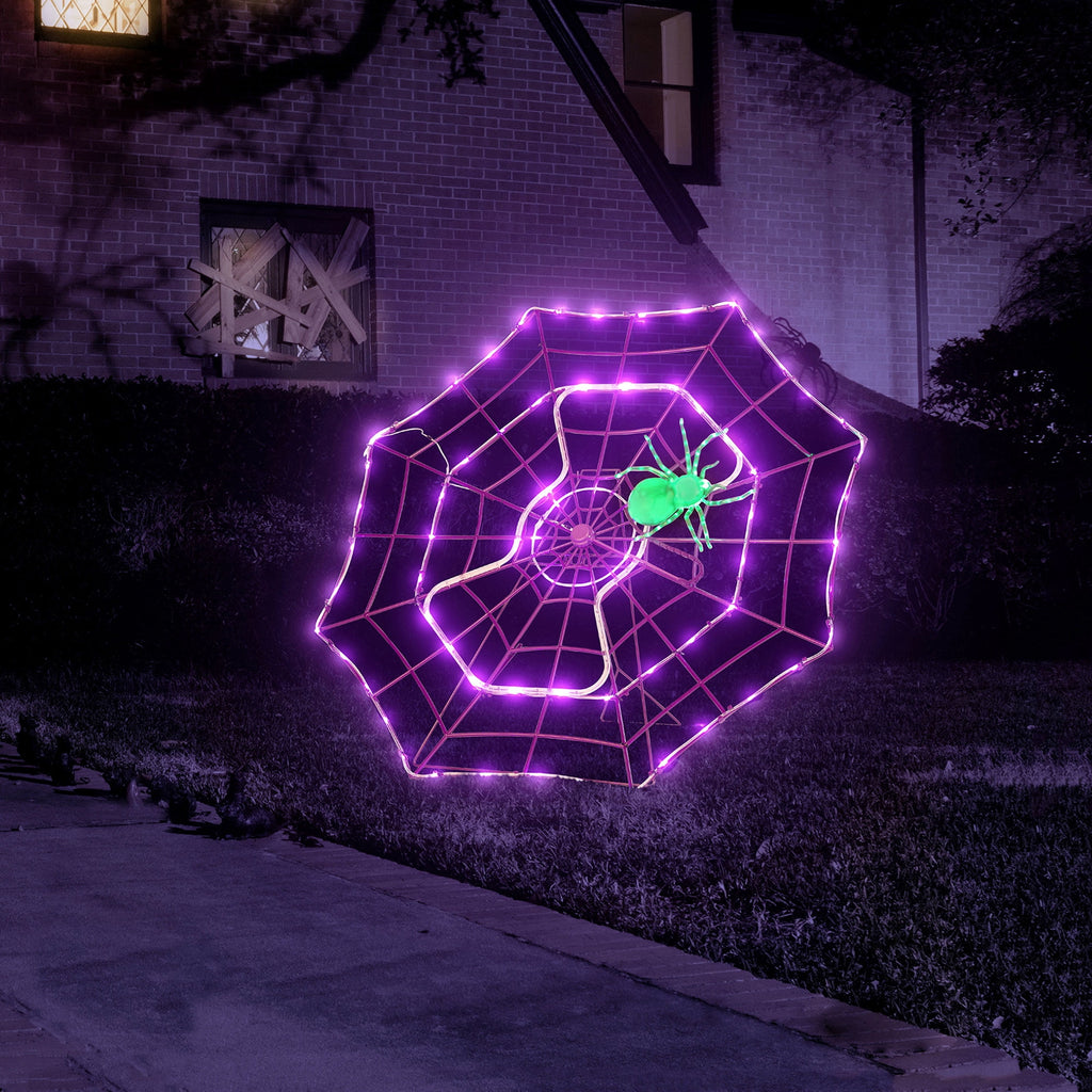 Mr. Halloween 4 ft. Outdoor Animated Spider Web - Purple Web