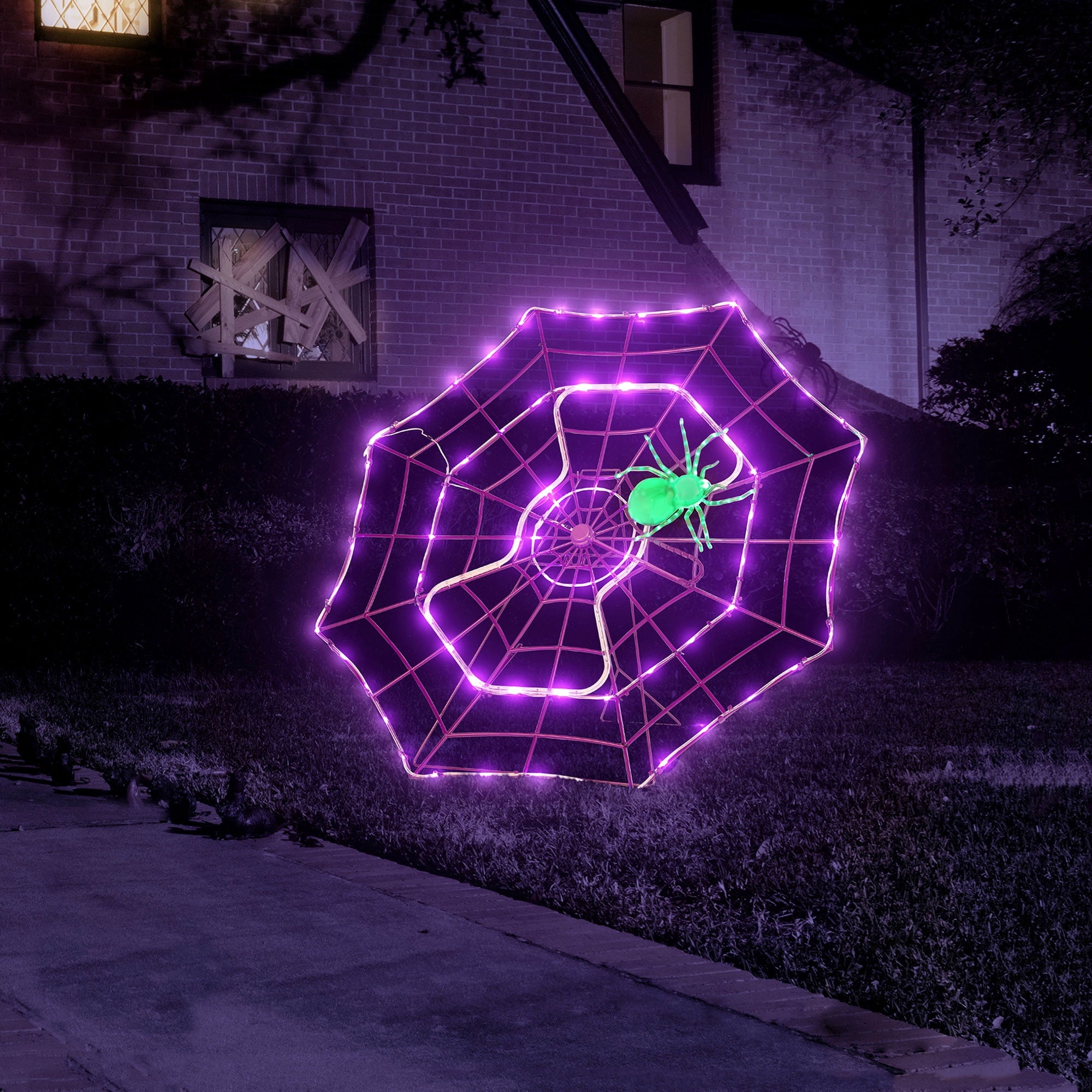 Mr. Halloween 4 ft. Outdoor Animated Spider Web - Purple Web
