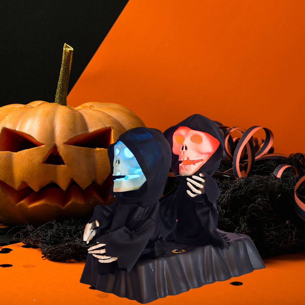 Jiibva Halloween Skeleton Animated Props for Indoor and Outdoor Dancing Skeleton Halloween Decoration Singing with LED Eyes Battery Operated Scary Skeleton Props