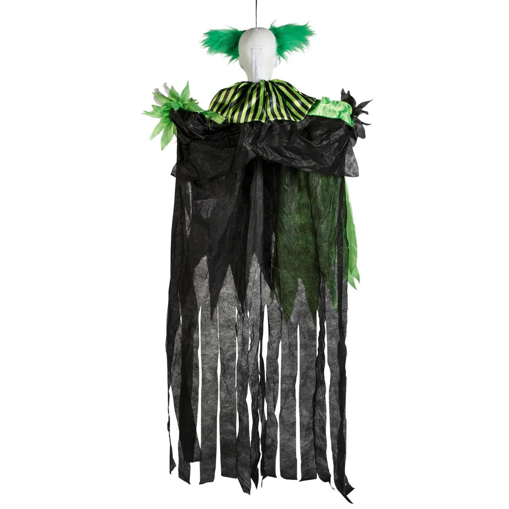 Morris Costumes 4 ft Hanging Animated Green & Black Clown Decoration - Black