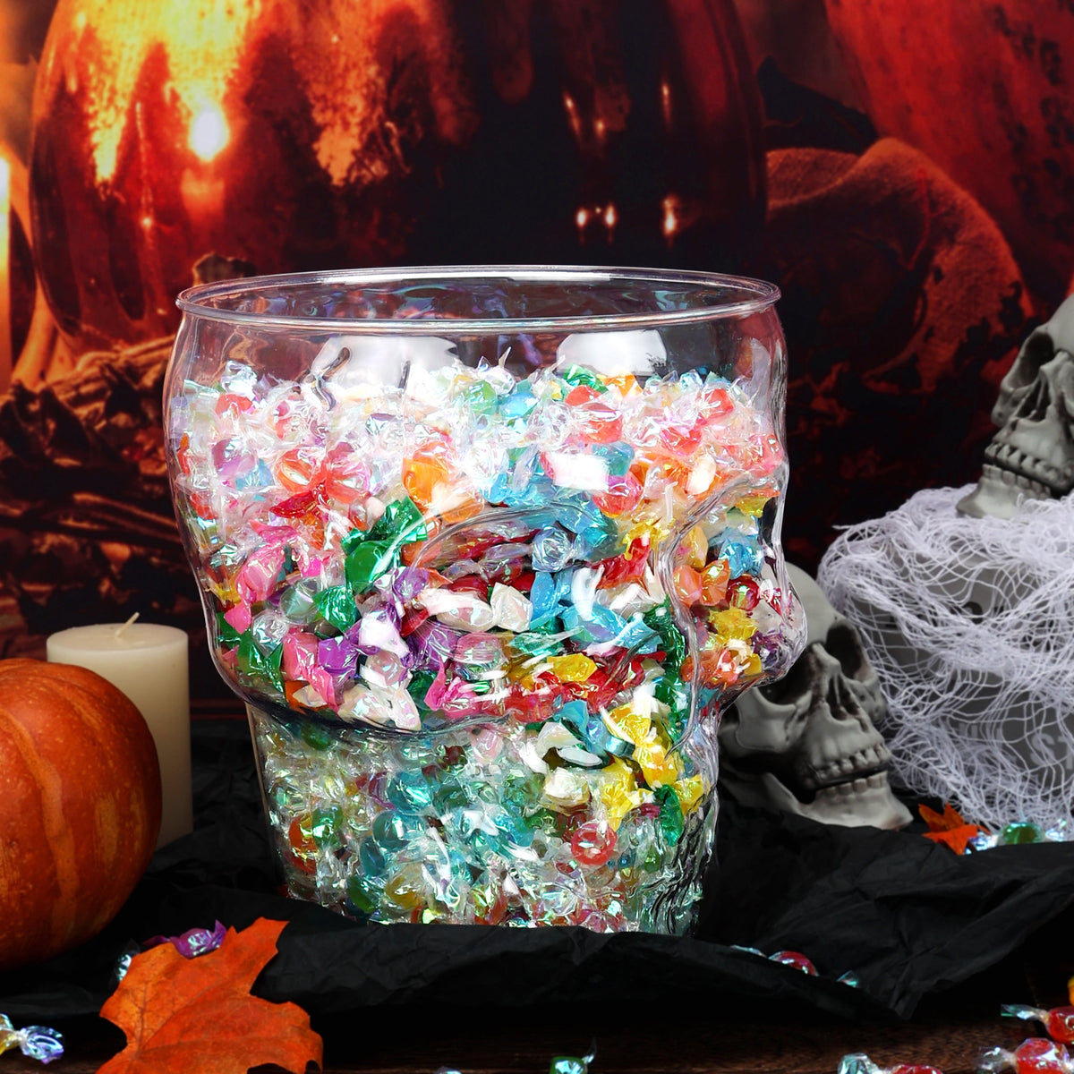 Way to Celebrate Halloween Clear Acrylic Skull Bowl, 4.5 qt