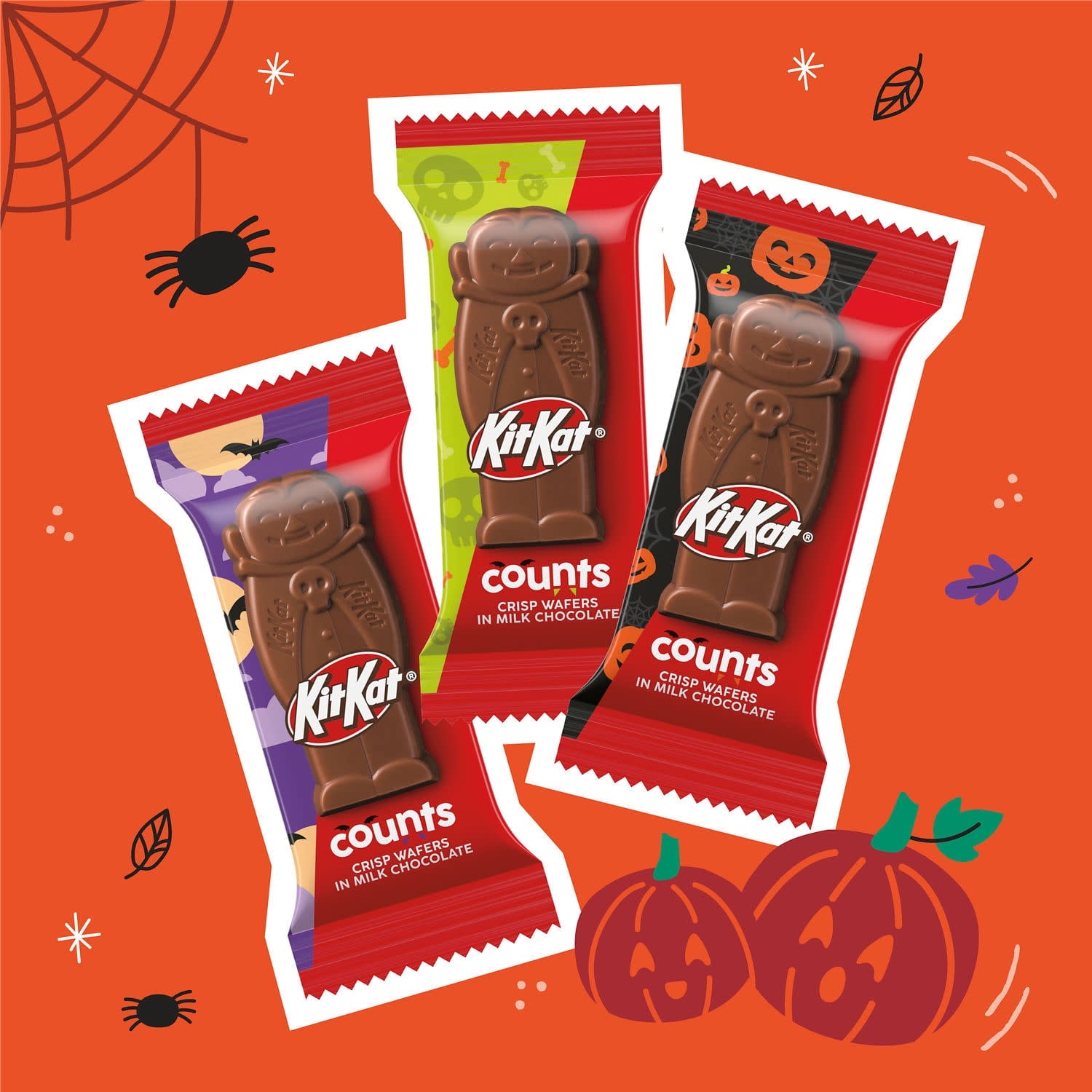 KIT KAT® Milk Chocolate Wafer Snack Size Counts, Halloween Candy Bag, 9.44 oz