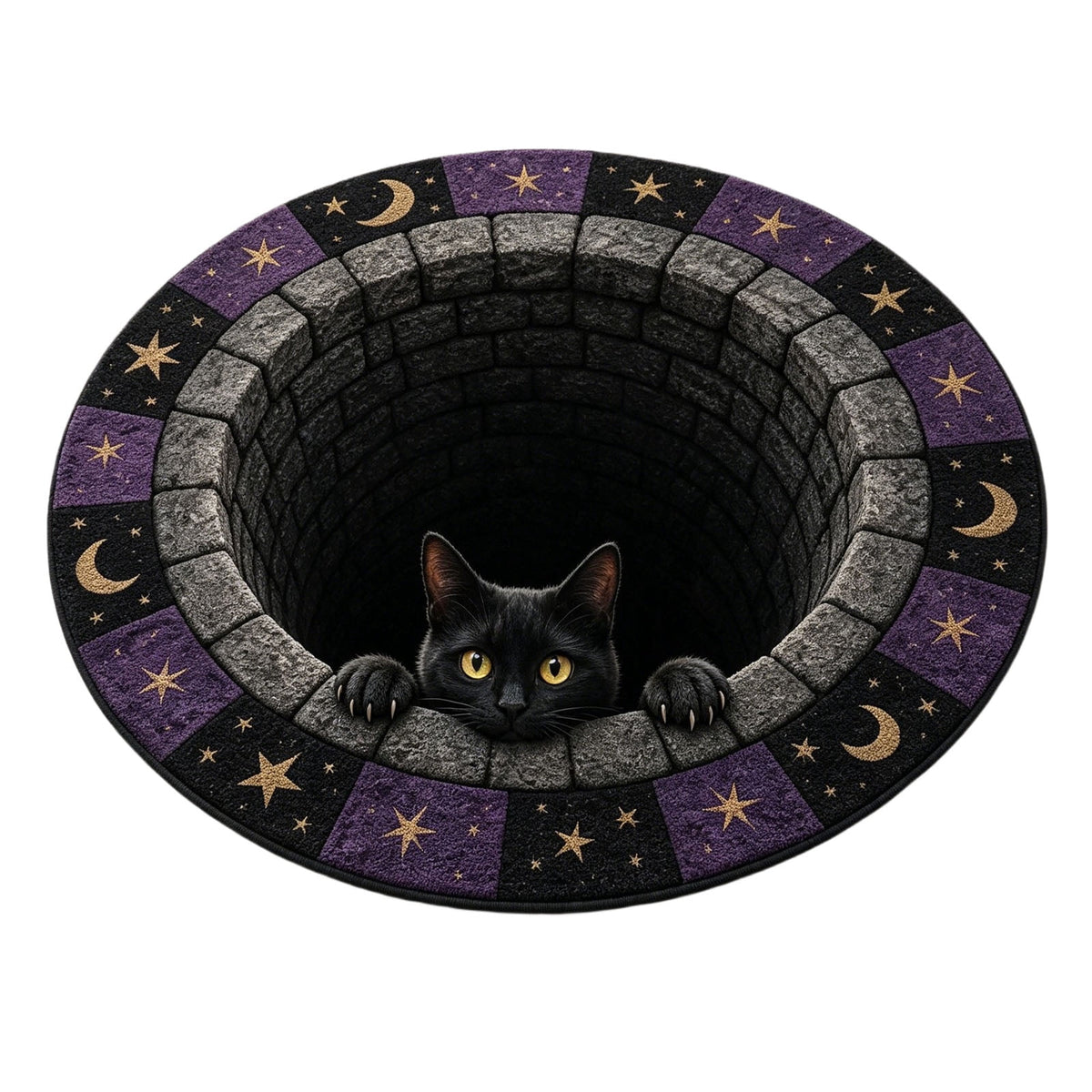 3D Illusion Halloween Round Mat,Funny Rug with Backing,Soft Visual Effect Door Mat for Living Room Indoor B
