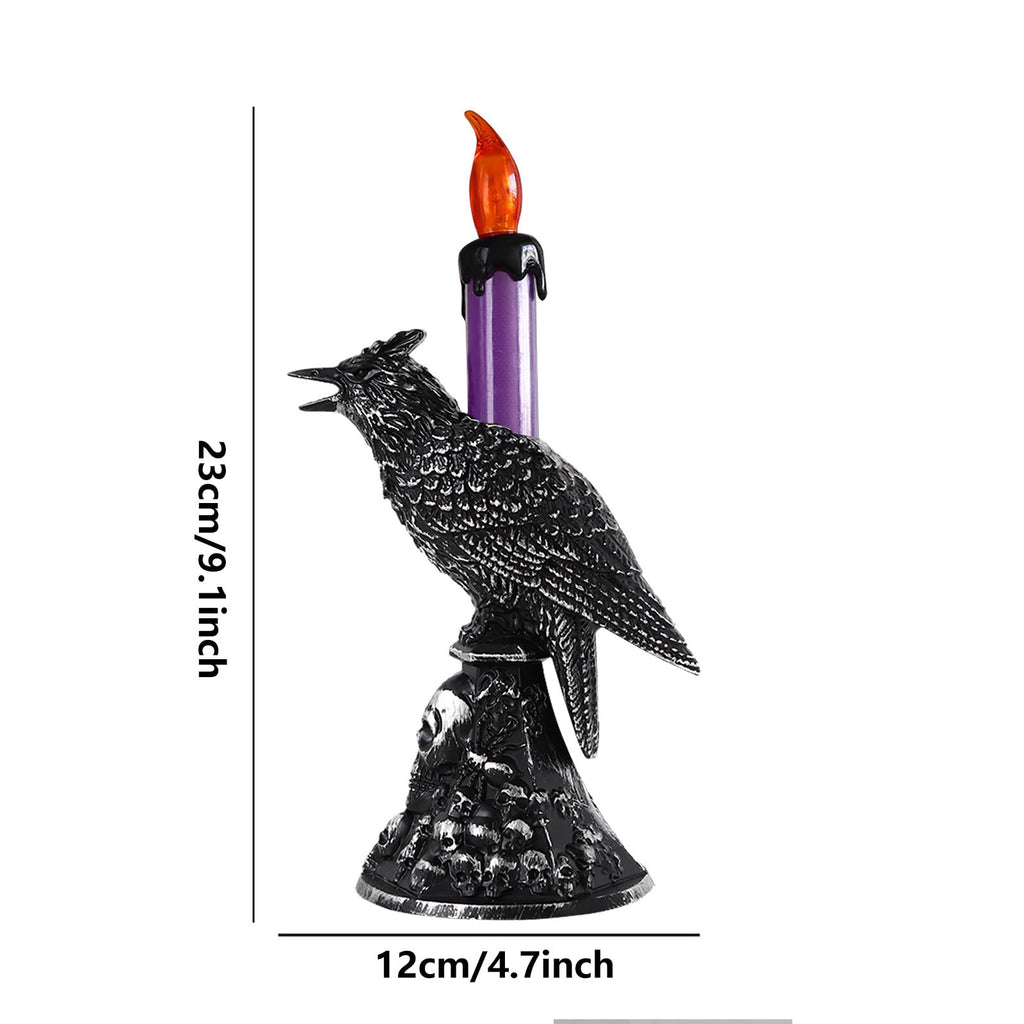Gothic Mysterious Crow LED Light Luminous Sculpture, Resin Gothic Home Decor Accent, Raven Lamp for Halloween Gift, Bedroom Bedside, Living Room