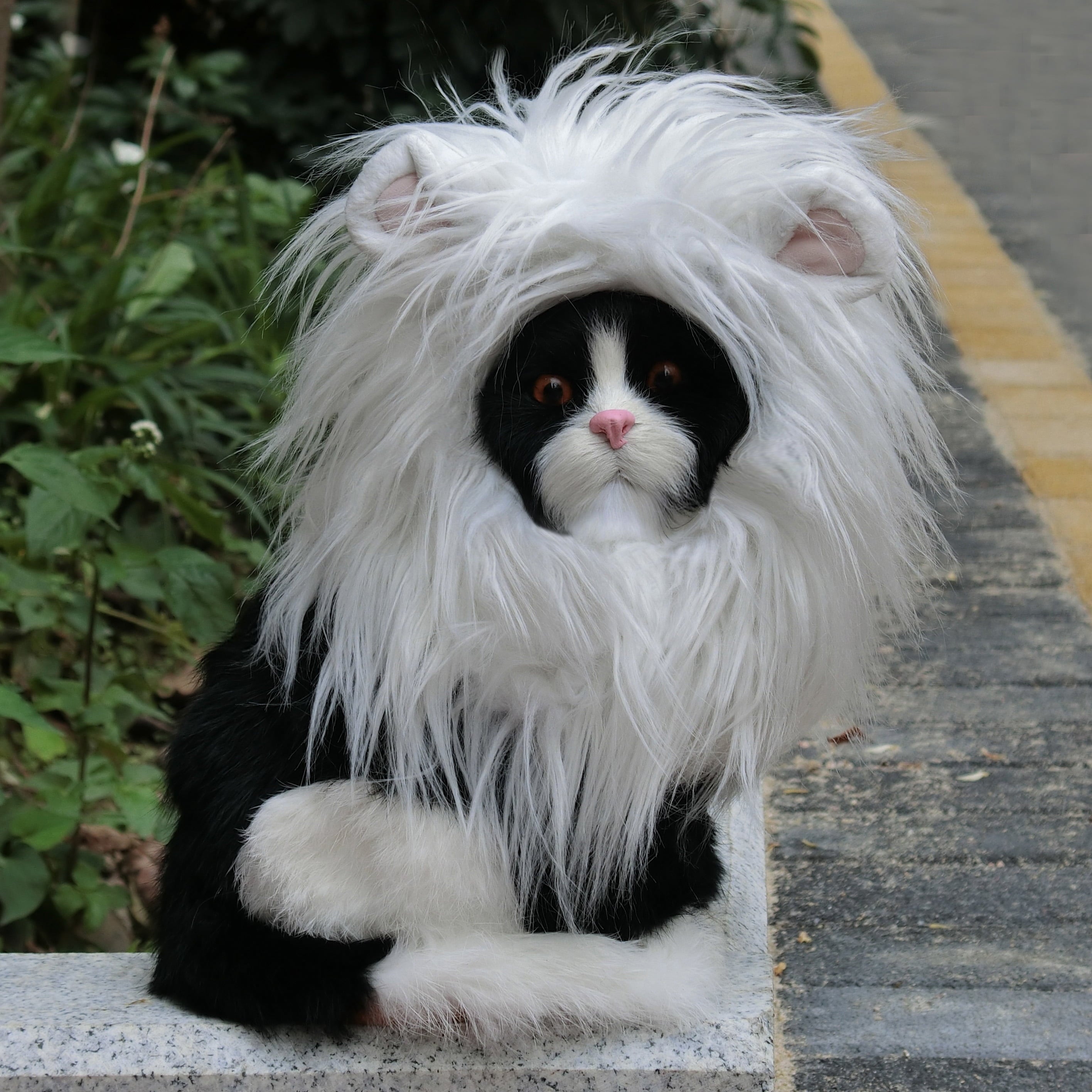 Lion Mane Wig for Cats, Funny Pet Cat Costumes for Halloween Christmas (Size S, Black)