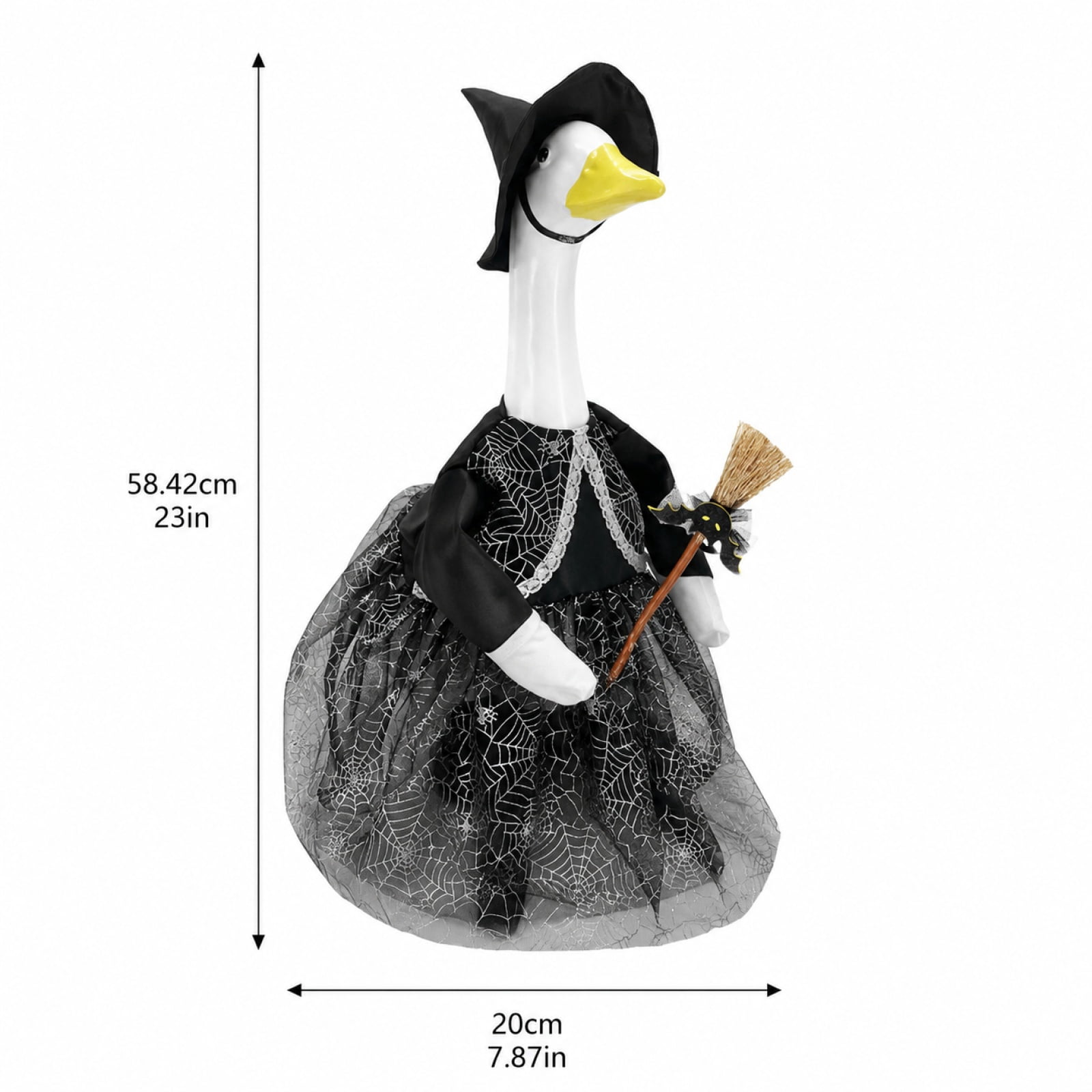 Outdoor Holiday Yard Decor, 23 Inch Porch Goose Outfits, Halloween Pumpkin Themed Porch Goose Clothes, Porch Goose Set with Hat and Treat Bag, Fits Standard 23 Inch Large Porch