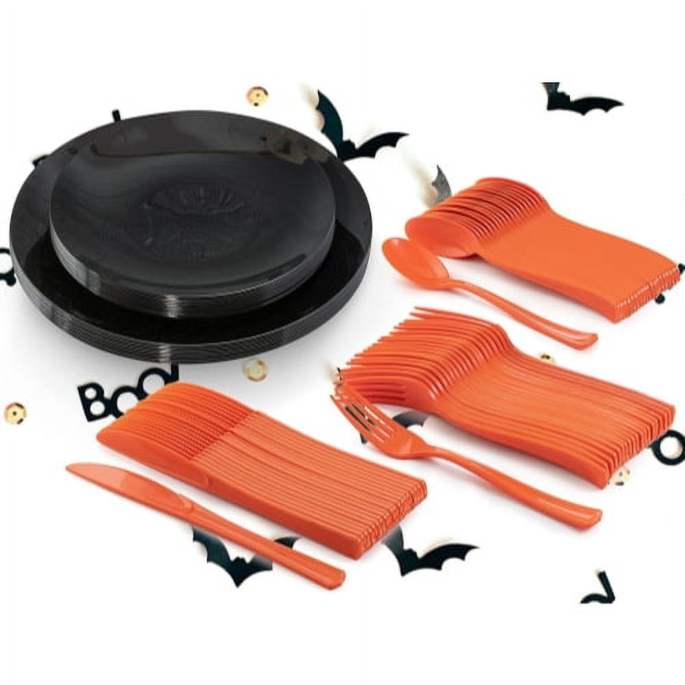 Crown Display Halloween Plate Set With Cutlery - Serves 40
