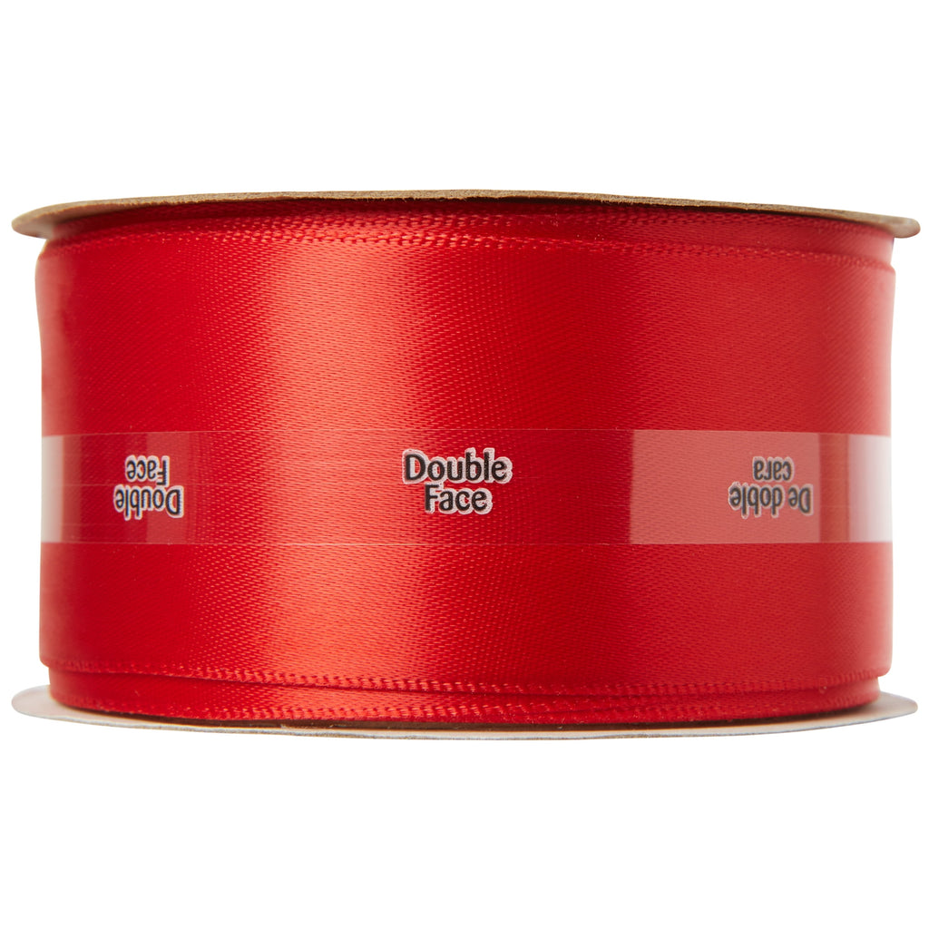 (2 pack) Offray Ribbon, Red 1 1/2 inch Double Face Satin Polyester Ribbon, 12 feet