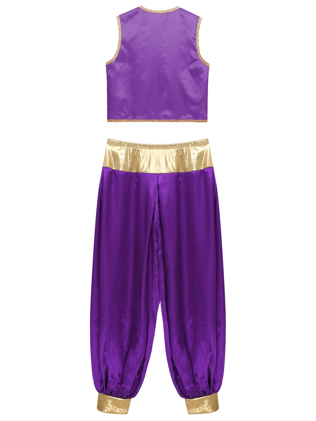 iiniim Mens Arabian Prince Costume Open Front Vest with Pants Halloween Show Fancy Dress up Outfit Royal Blue&Royal Blue S