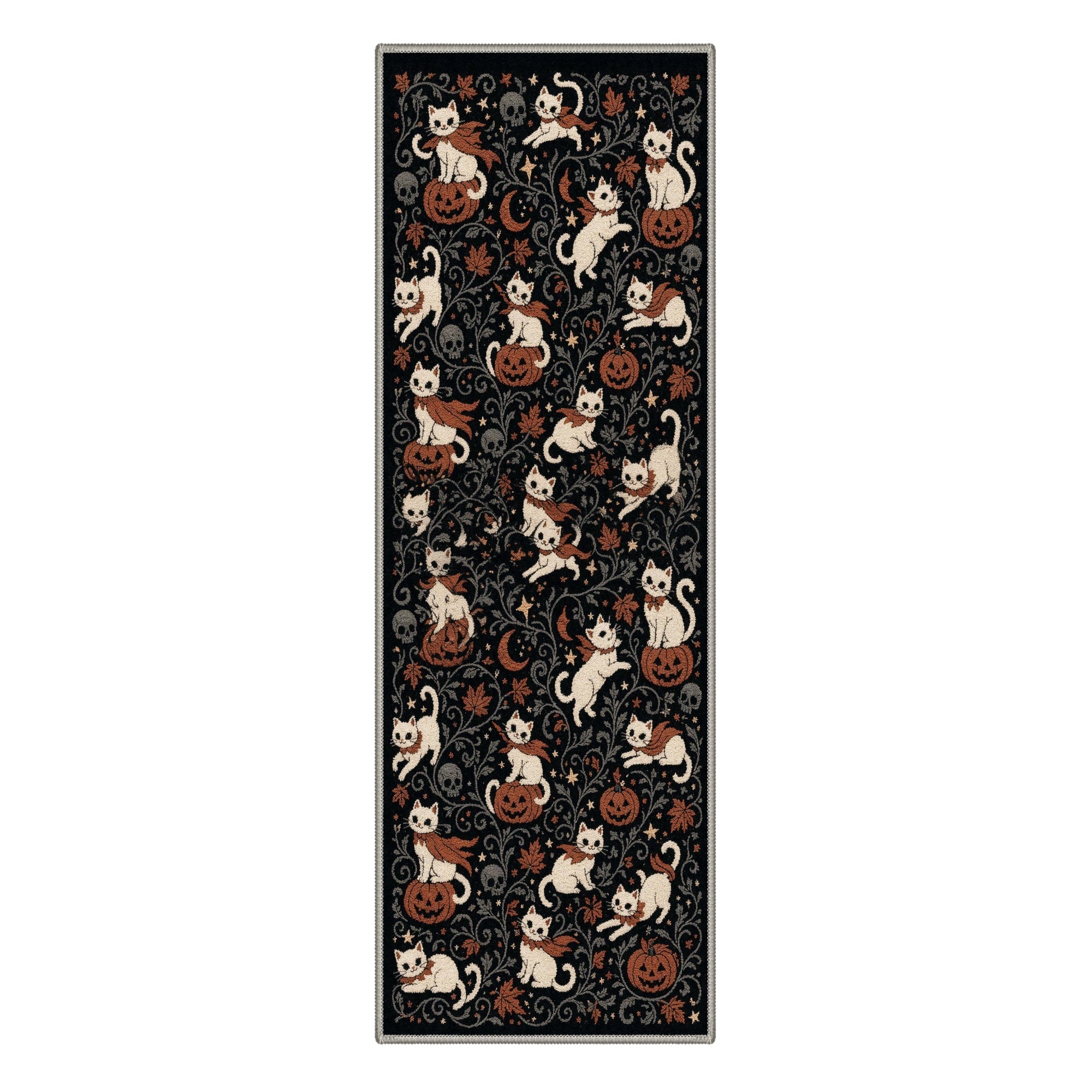 GENIMO 2'x3' Halloween Doormat, Washable Non Slip Soft Whimsical Cat Outdoor Door Mat for Front Door Covered Porch Patio Entryway, Vintage Black