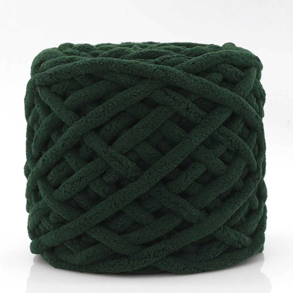1 Pc Blanket Yarn Chunky Knit Chenille Yarn Soft Velvet Yarn Crochet Knitting Blanket Yarn DIY Craft for Knit Sweaters, Blankets, Shoes, Scarves, Clothes, Dark Green