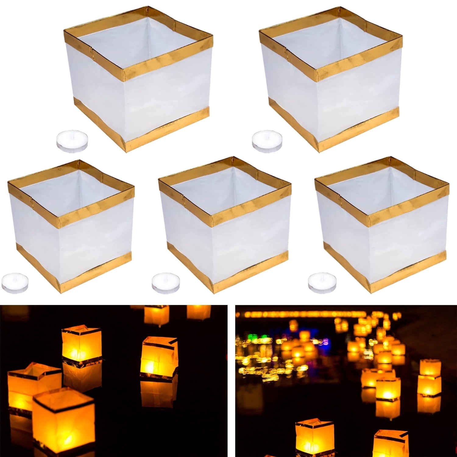 10 pcs Water Floating Candle Lanterns Outdoor Water Lantern for Praying 4.3 Inch
