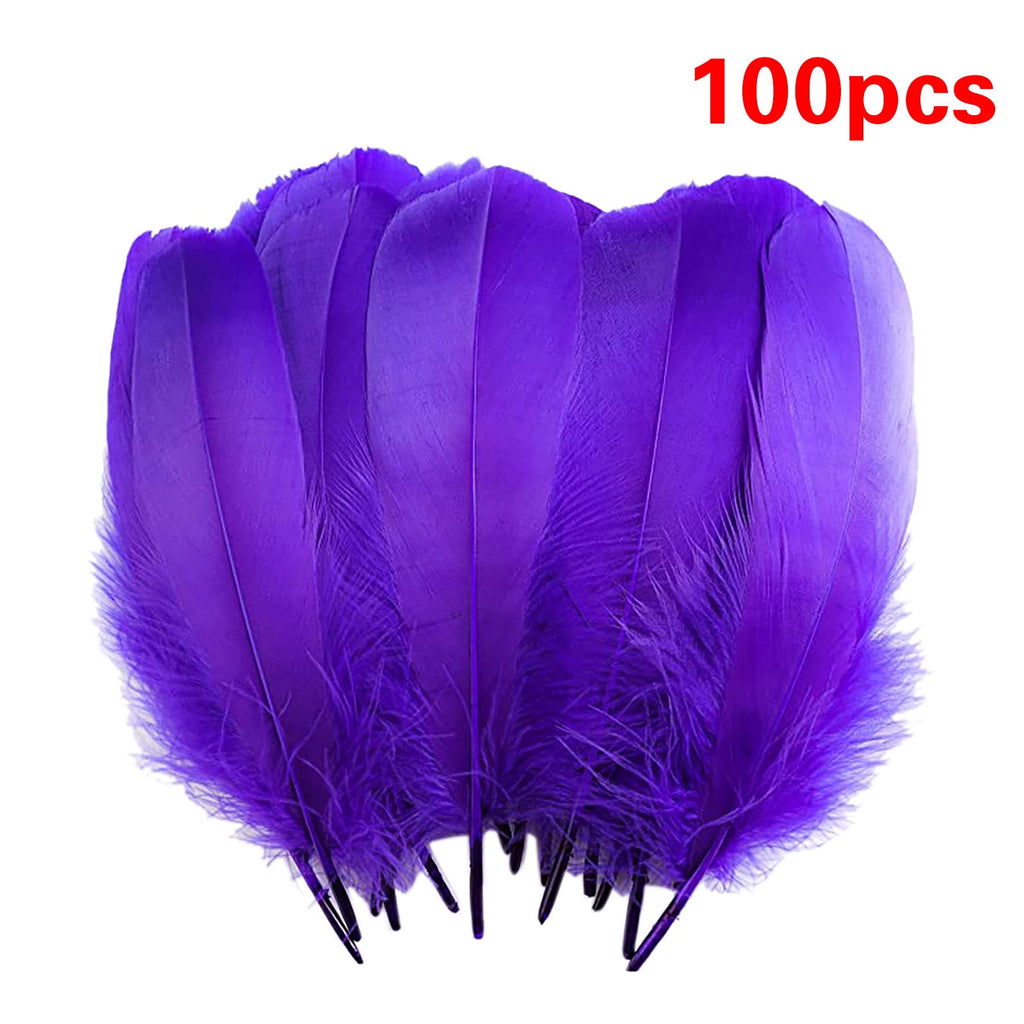 100Pcs Feather,Natural Goose Feathers,Halloween Decoration Goose Nagoire Feathers,Diy Big Goose Feather,Craft Decoration for Wedding,Feather Floating Hair Craft Decoration Wedding Feather,Purple