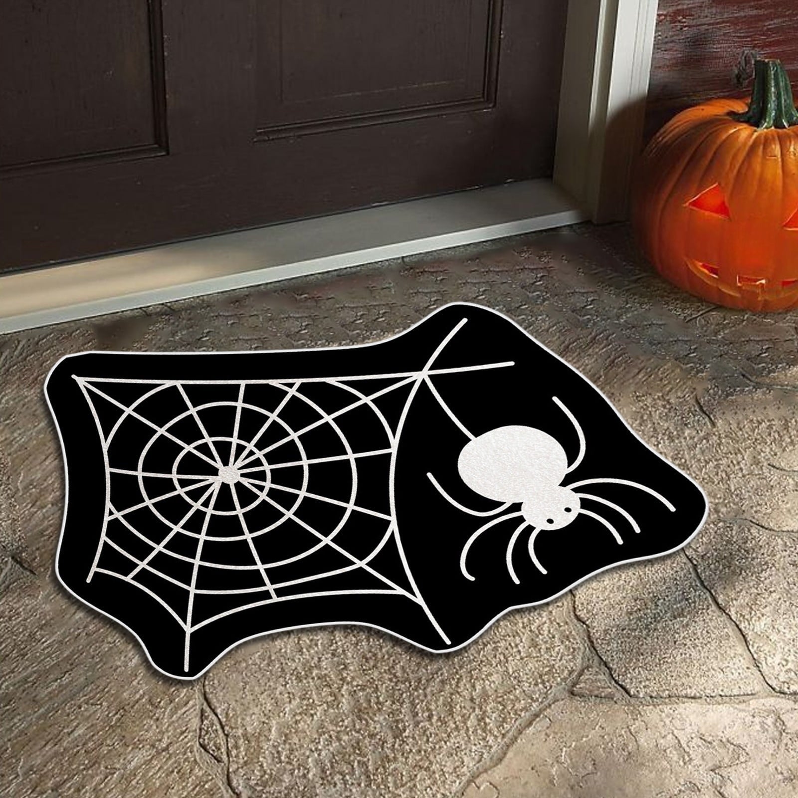 Xuniizn Halloween Mat, 16X24" Velvet Halloween Door Mat for Outside Entrance, Spooky Halloween Rug for Outdoor & Indoor, Non Slip Washable Halloween Doormat, Halloween Bathroom Decor