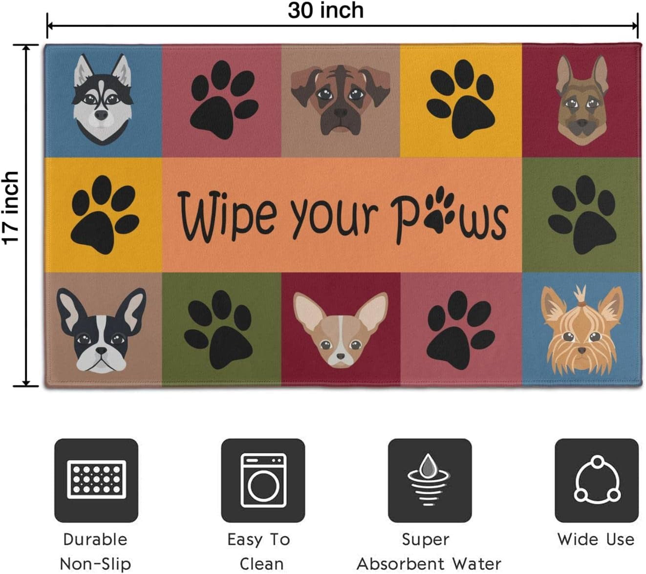 Bear Rugs Tribal Doormat Non-Slip Absorbent Resist Dirt Front Door Mat Machine Washable Welcome Mats Outdoor Inside Floor Rugs for Entryway 30" X 17"…
