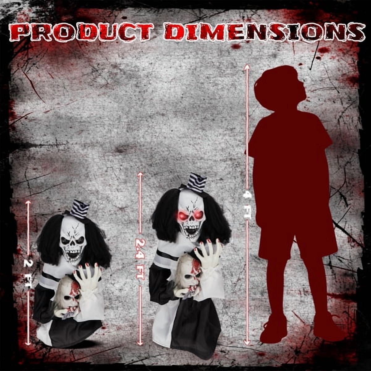 1.8ft Halloween Animated Scary Clown, Sound-Activated (Red LED Eyes + Bouncing Motion + Scary Male Voice), for Yard/Party/Haunted House