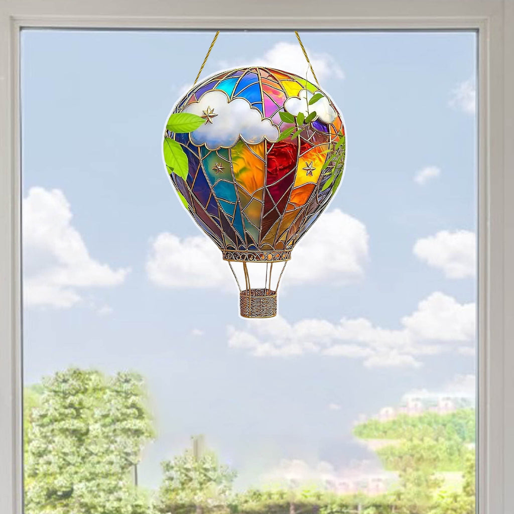 Hot Air Balloon Solar Lantern for Garden Decor, Flickering Flame Hanging Solar Light for Outdoor Decorations, Blue & Purple Lamp for Yard Tree Porch Party