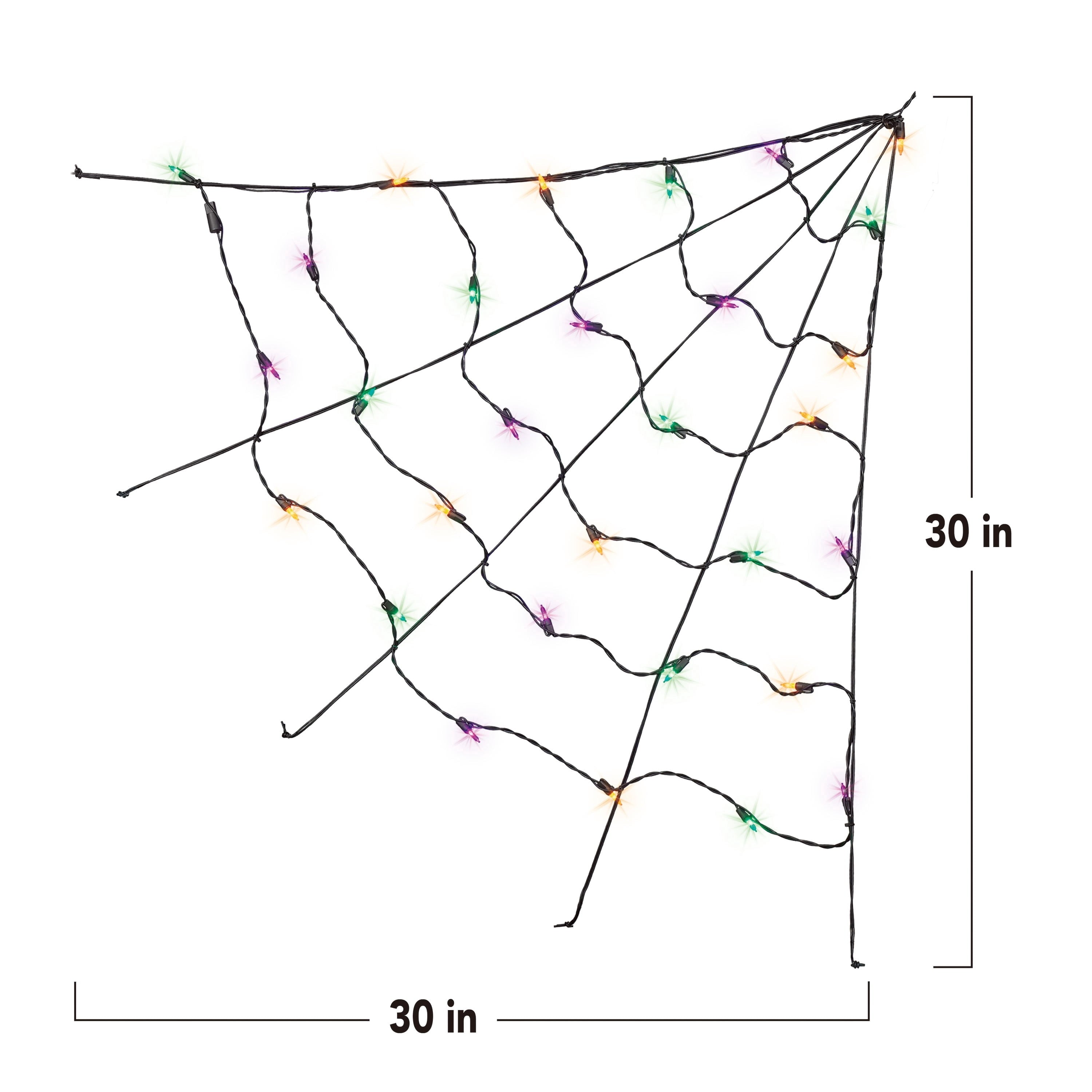 Indoor/Outdoor 30-Count LED Corner Web Lights, Multicolor, 30" x 30", Halloween by Way To Celebrate