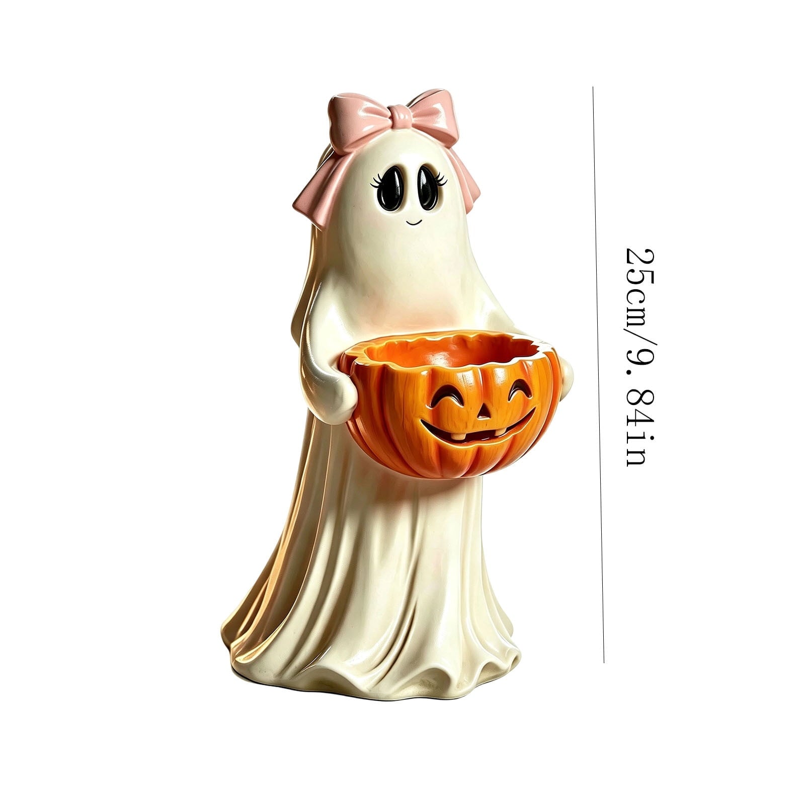 Diceymbol Halloween Pumpkin Snack Bowl Stand Collapsible Broomstick Candy Tray for Cupcakes & Desserts, Resin Serving Platter with Ceramic Pumpkin Bowls