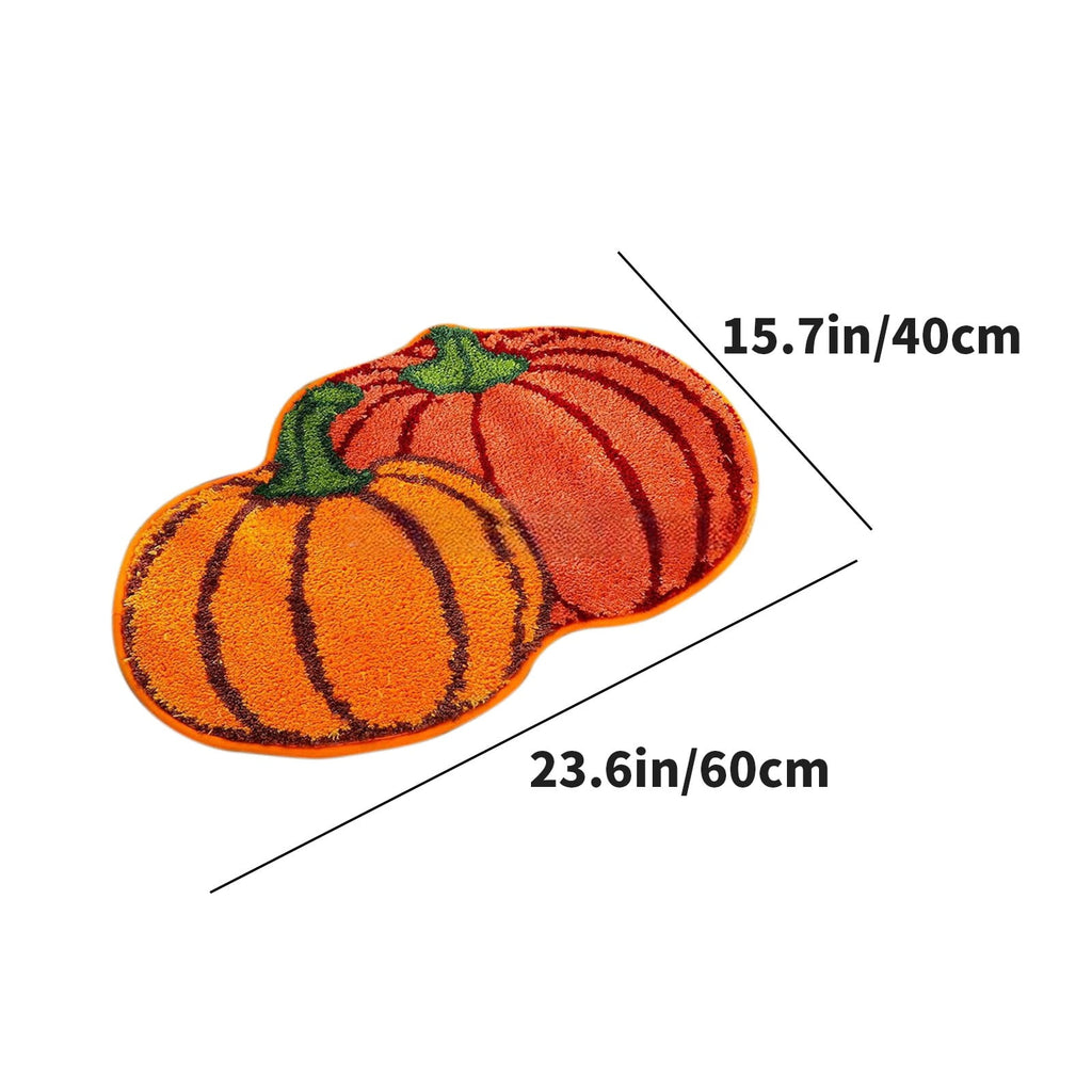 Orange Plaid Fall Outdoor Mat, Hand-Woven Porch Rug for Thanksgiving Halloween Door Decor