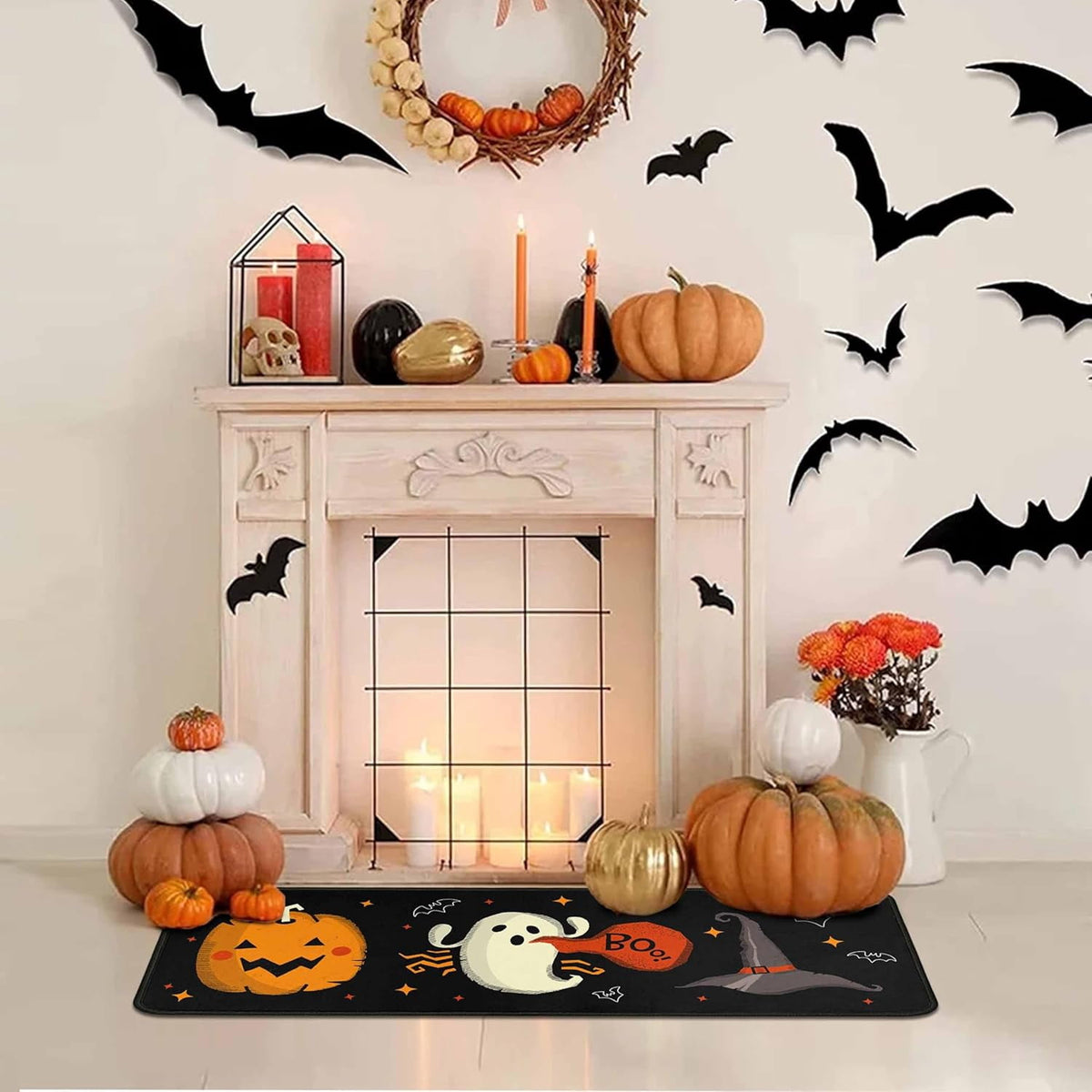 Halloween Kitchen Rugs Set of 2, Cushioned Anti-Fatigue Kitchen Mats for Floor, Spider Web Kitchen Mats, Non-Slip Waterproof Kitchen Floor Mat Washable for Kitchen, Home, Office, Laundry