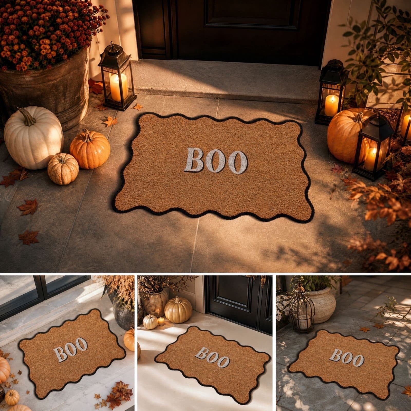 Lypsnake Natural Coco Coir Doormat - "Love Grows Here" Printed with Delicate Floral Pattern, Non-slip Absorbent Entry Mat for Home Entrance Porch Patio and Outdoor Decoration