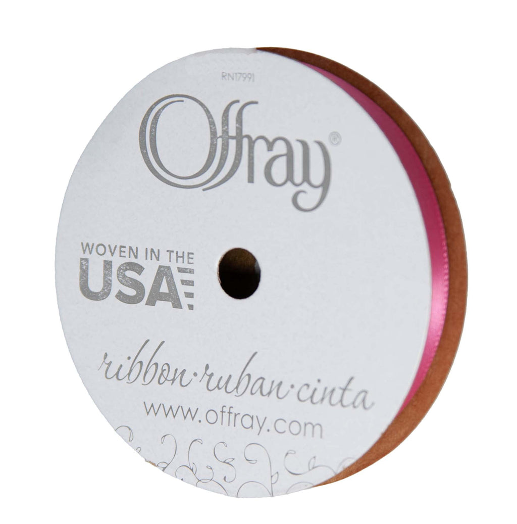 Offray Ribbon, Red Wine 3/8 inch Single Face Satin Polyester Ribbon, 18 feet