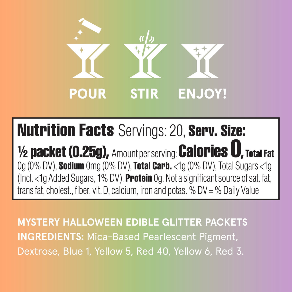 Fancy Sprinkles Mystery Halloween Edible Glitter Packets, 10 Count, 0.2 oz